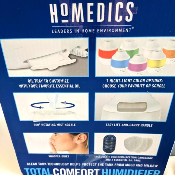 New Homedics Total Comfort Humidifier/Essential Oil Diffuse Cool Mist Ultrasonic - Picture 6 of 7